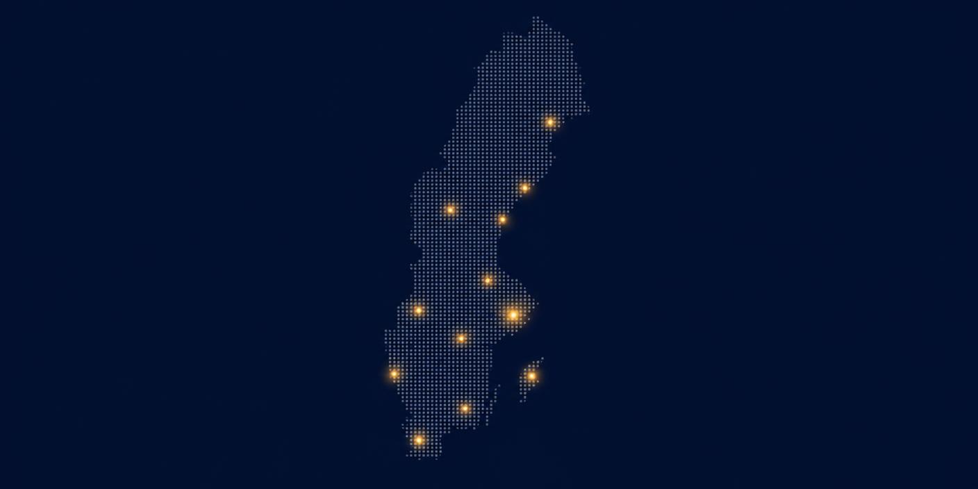 Karta över Sverige med Flyttmästarnas orter markerade
